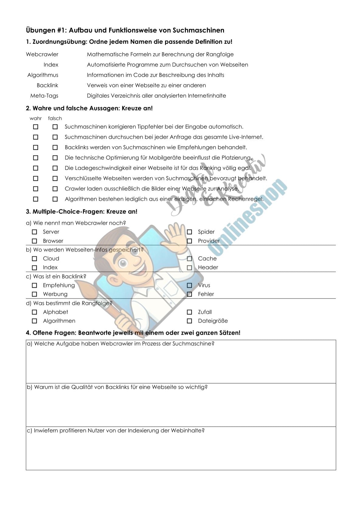 Aufbau und Funktionsweise von Suchmaschinen | Arbeitsheft Digitale Grundbildung | 10 Seiten PDF