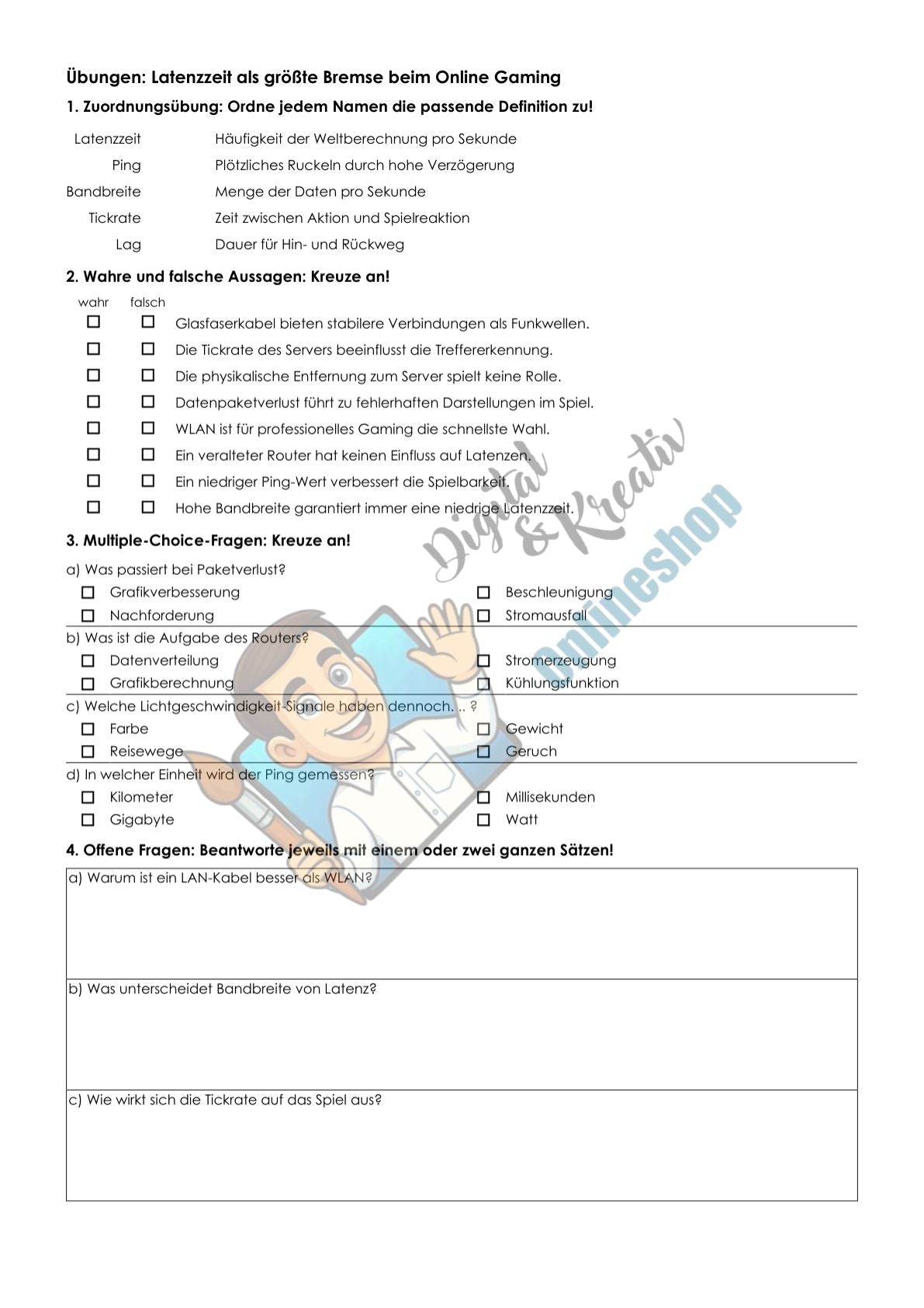Gaming Technik Arbeitsheft Level 2 (mittel) | 22 Seiten (11 Arbeitsheft + 11 Lösungen) | PDF