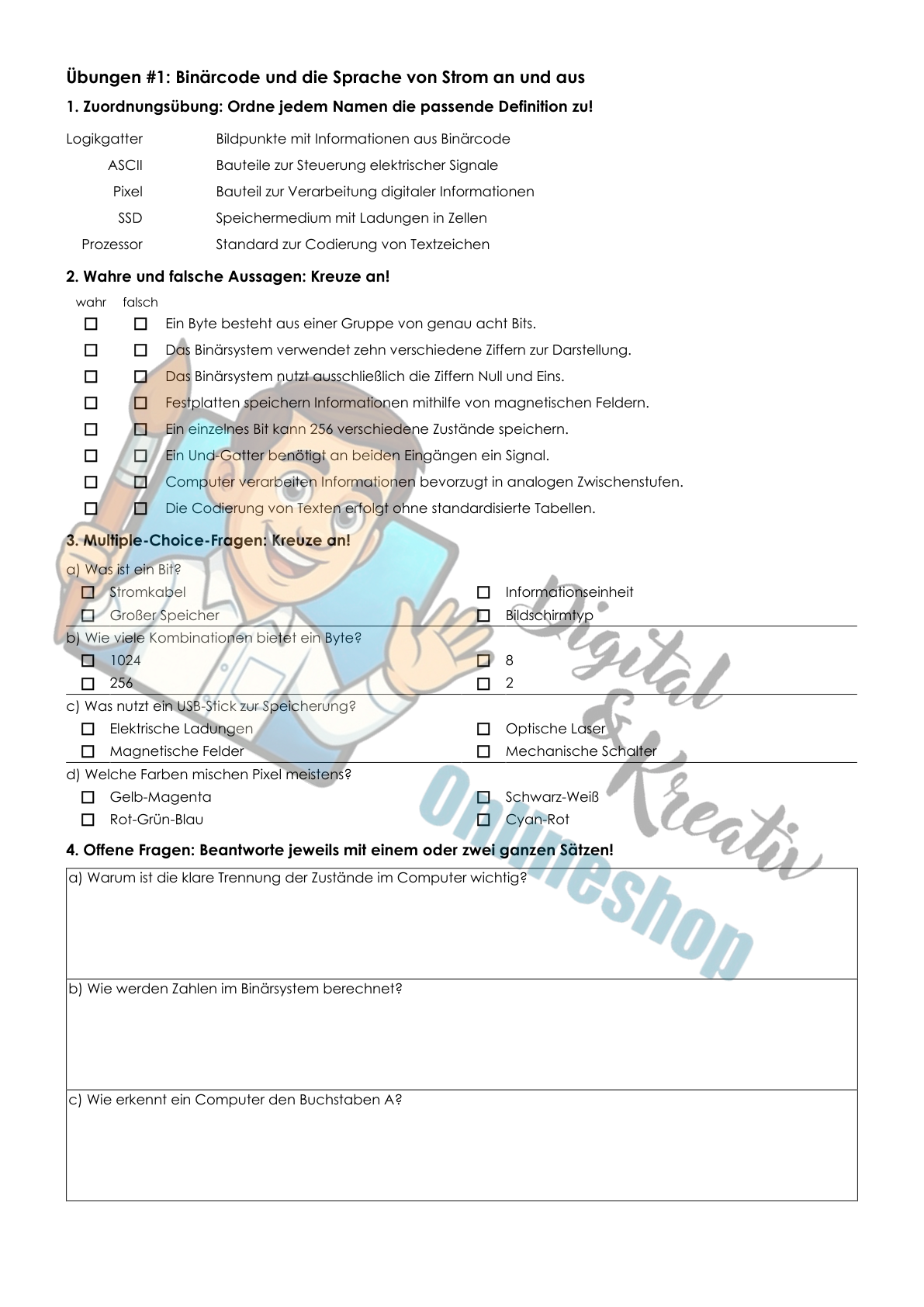 Binärcode Übungsblatt