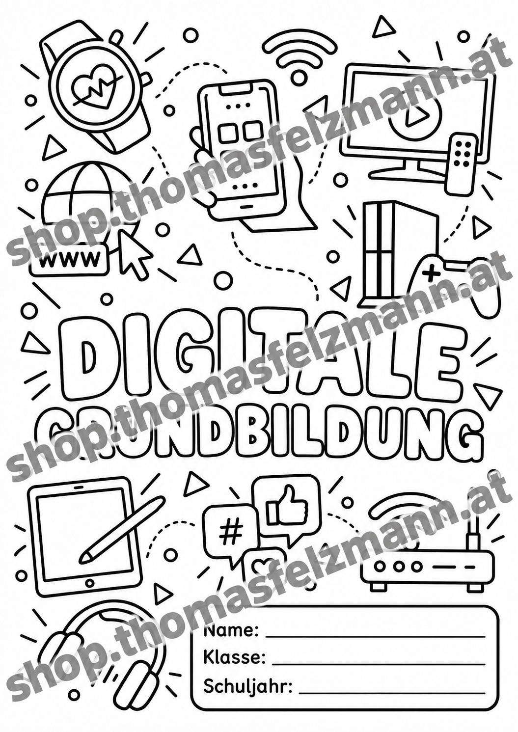 FREEBIE: Deckblatt zum Ausmalen für die Digitale Grundbildung (PDF)