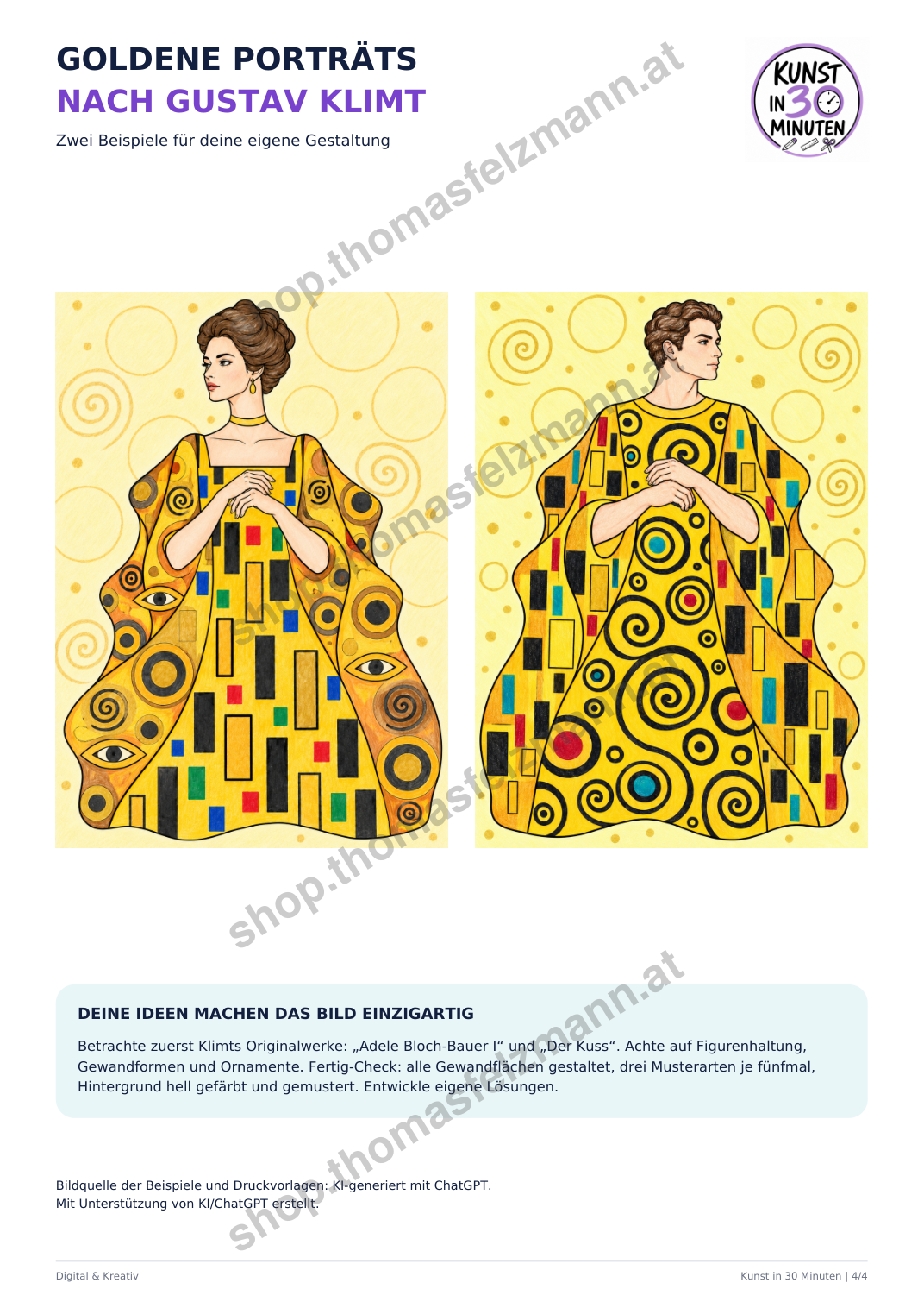 Goldene Porträts nach Gustav Klimt | Kunst in 30 Minuten