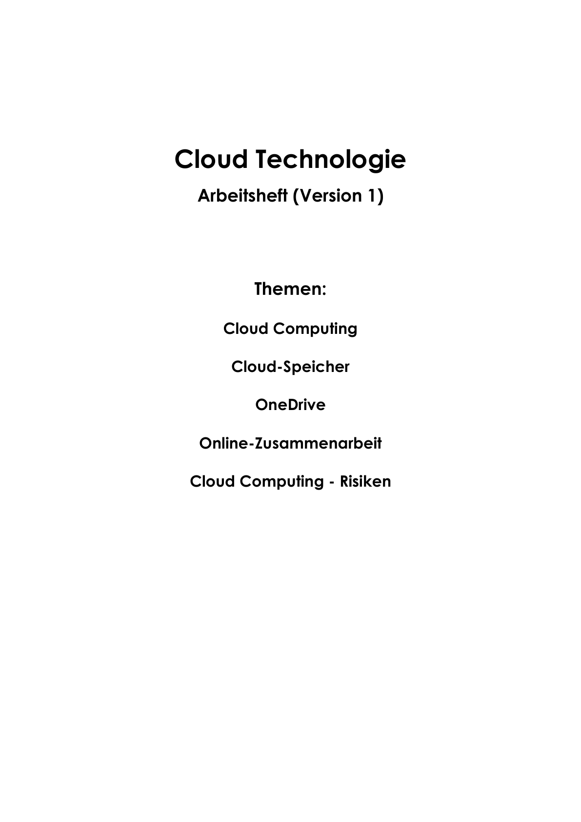 Cloud Technologie Arbeitsheft Level 3 schwer | 11 Seiten | PDF