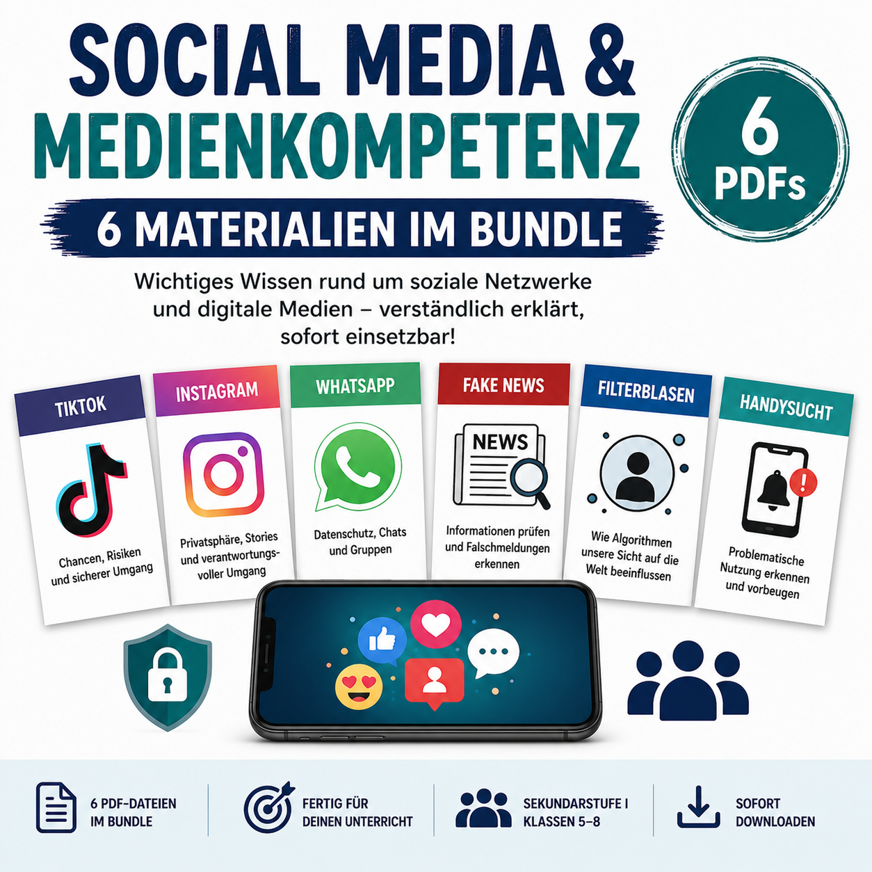 Social Media & Medienkompetenz – 6 Unterrichtsmaterialien im Bundle