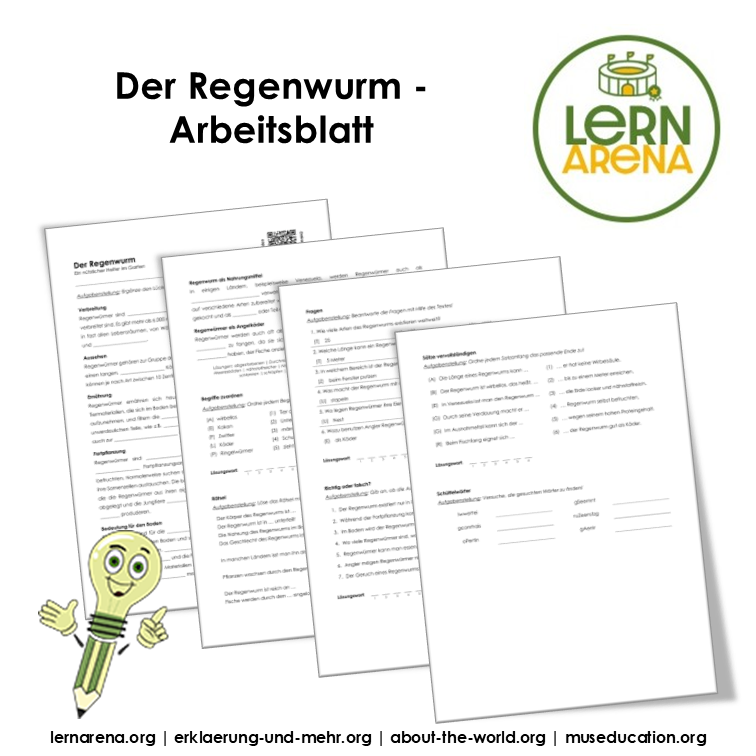 Der Regenwurm – 4-seitiges Arbeitsblatt (PDF)
