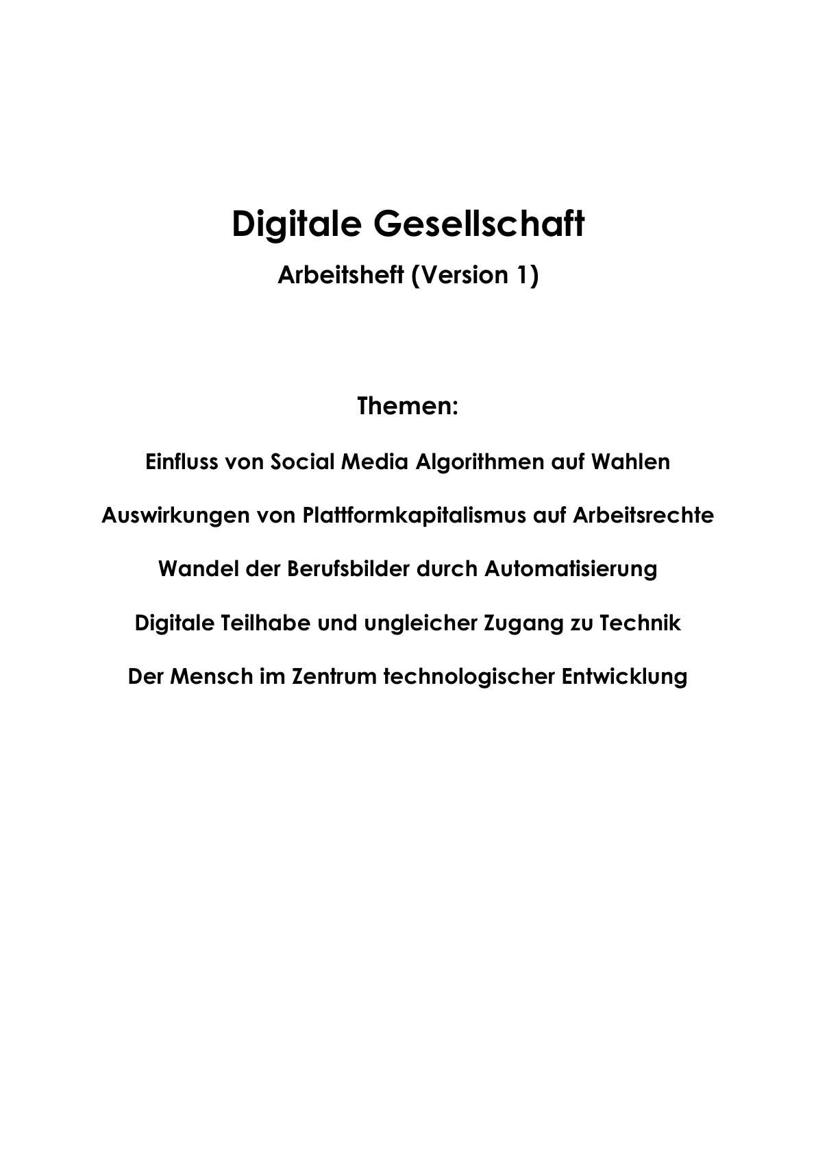 Digitale Gesellschaft Arbeitsheft Level 2 mittel | 22 Seiten | PDF