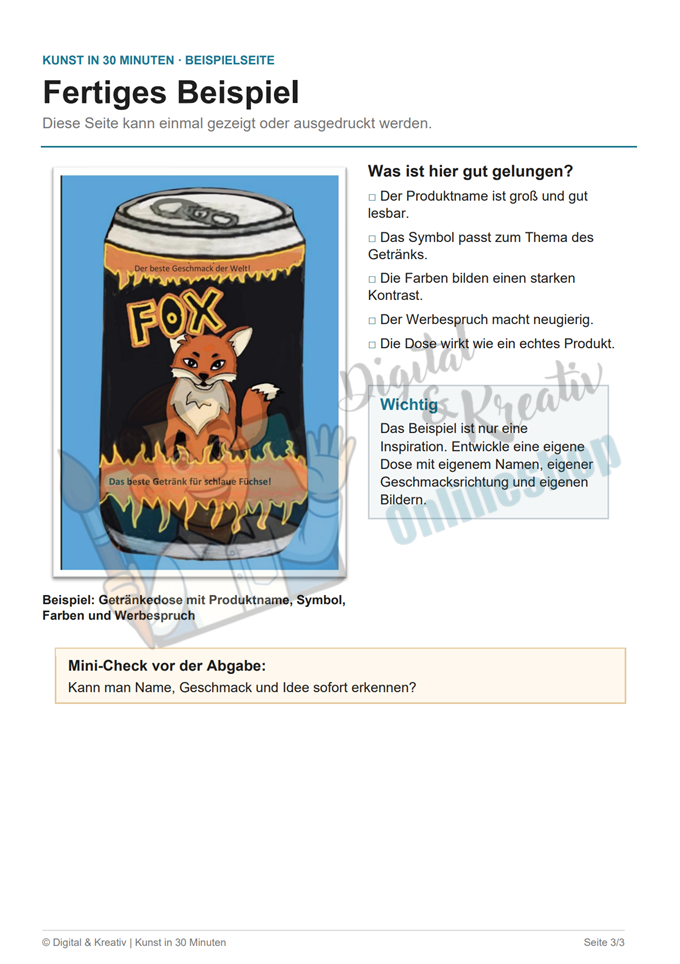 Designe eine Getränkedose – Kunst in 30 Minuten | Sofortdruck-Version