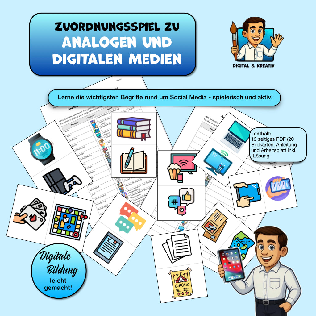 Zuordnungsspiel analoge und digitale Medien