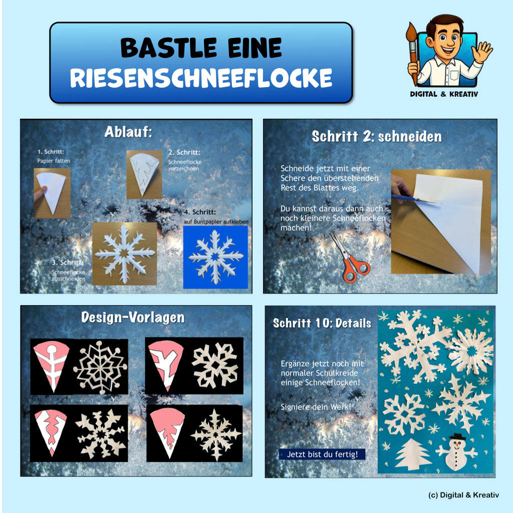 Kunst Schritt für Schritt: Bastle eine Riesenschneeflocke!
