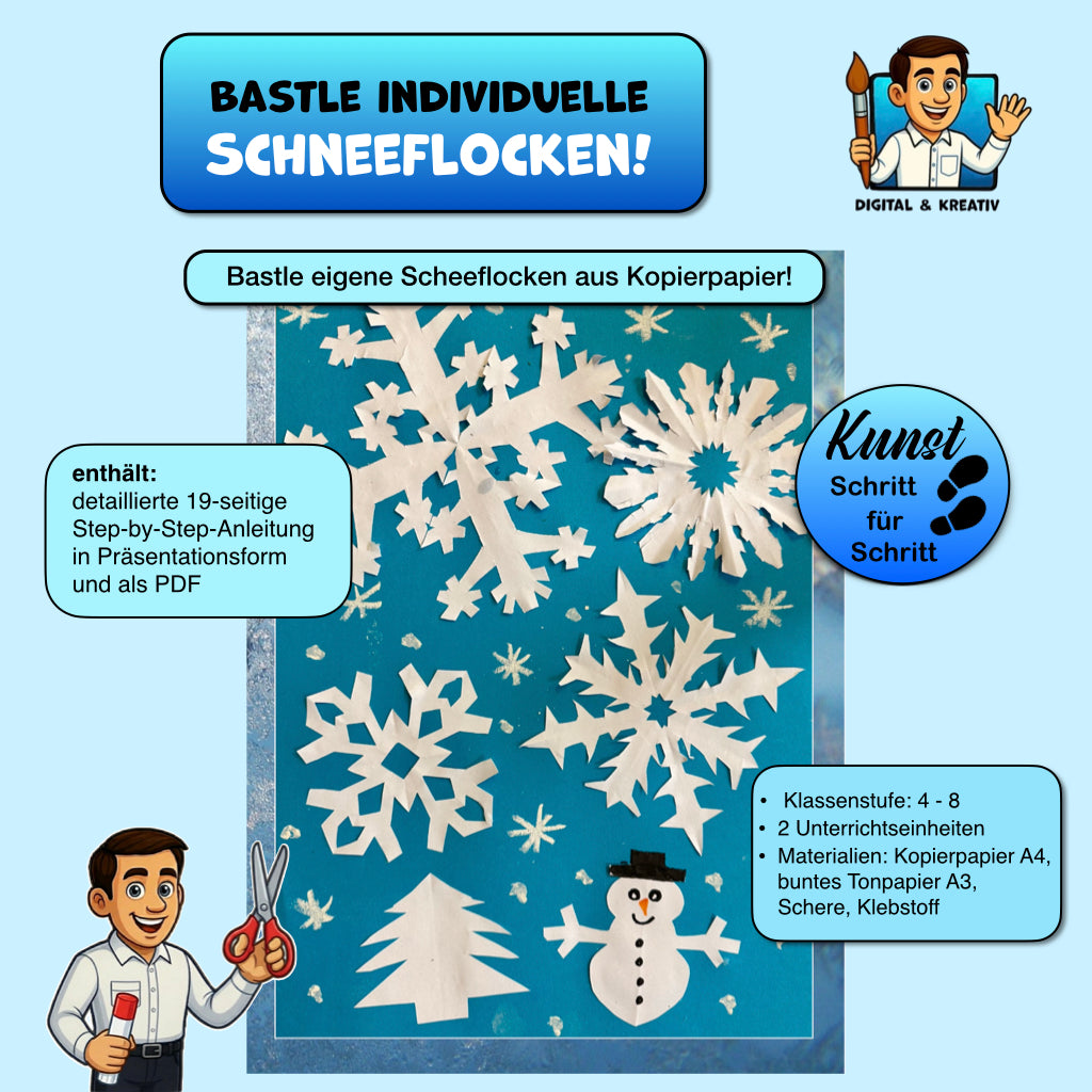 Kunst Schritt für Schritt: Bastle ein Schneeflockenbild! – Titelbild