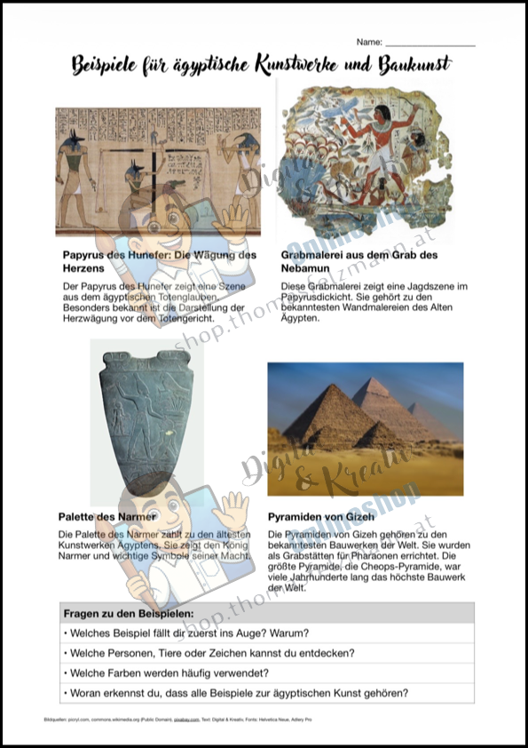 Kunst verstehen: Die ägyptische Kunst | Infoblatt zur Kunstgeschichte (2 Seiten) | PDF