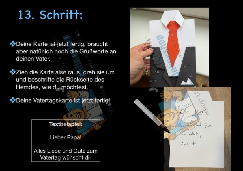 Vatertagskarte basteln | Anzug mit Hemd und Krawatte | PowerPoint + PDF