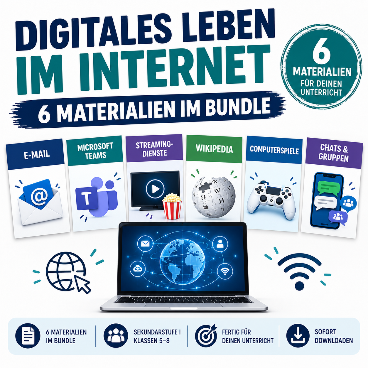 Digitales Leben im Internet – 6 Unterrichtsmaterialien im Bundle