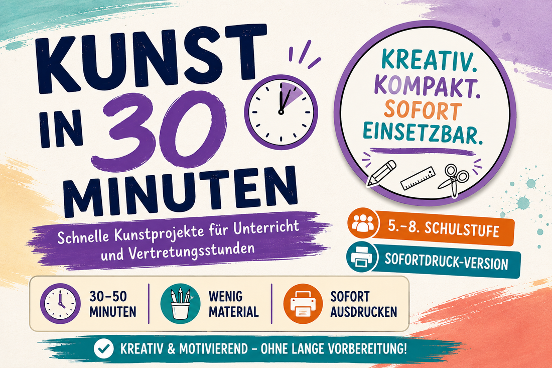Kunst in 30 Minuten: Schnelle Kunstprojekte für Unterricht und Vertretungsstunden