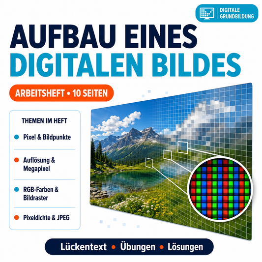 Aufbau eines digitalen Bildes – Arbeitsheft mit Lösungen (10 Seiten)