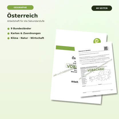 Arbeitsheft - Österreich (40-seitiges PDF) + Lösungsheft