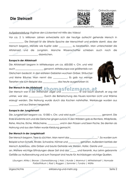 Urgeschichte – Steinzeit, Bronzezeit & Eisenzeit | 12-seitiges Arbeitsheft (PDF)