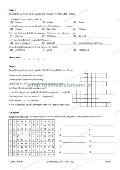 Urgeschichte – Steinzeit, Bronzezeit & Eisenzeit | 12-seitiges Arbeitsheft (PDF)