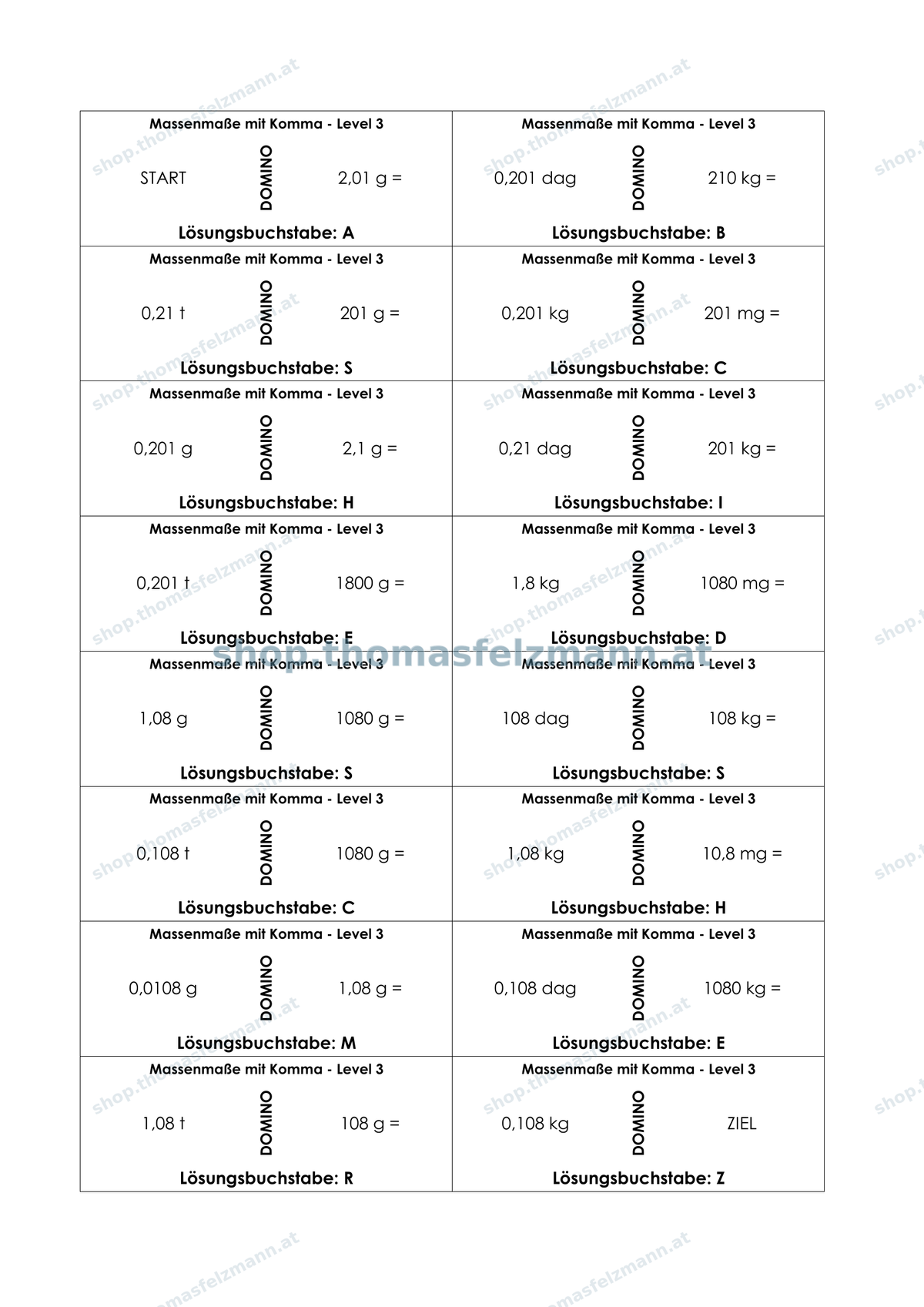 Massenmaße mit Komma (mg, g, dag, kg, t) | Arbeitsheft (180 Seiten inkl. Lösungen)