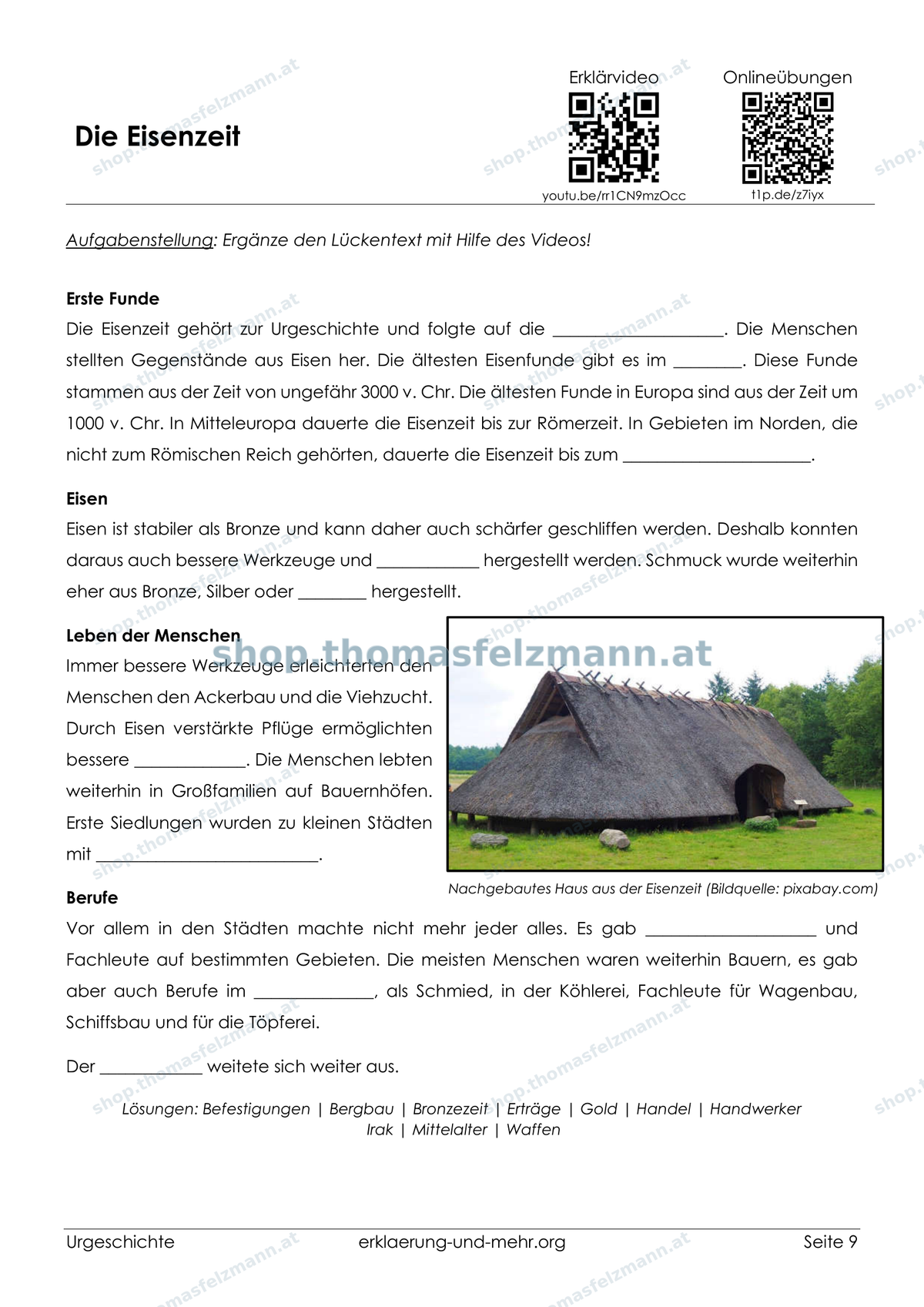 Urgeschichte – Steinzeit, Bronzezeit & Eisenzeit | 12-seitiges Arbeitsheft (PDF)