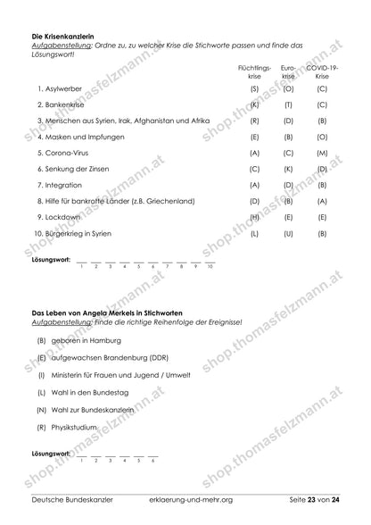 Deutsche Bundeskanzler - 24-seitiges Arbeitsheft (PDF)