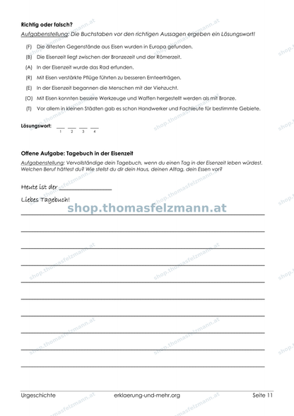 Urgeschichte – Steinzeit, Bronzezeit & Eisenzeit | 12-seitiges Arbeitsheft (PDF)