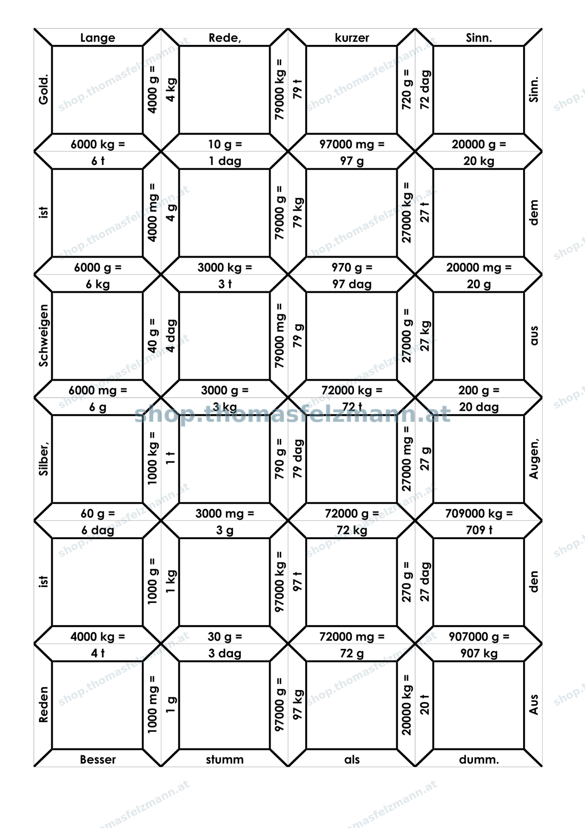 Massenmaße mit Komma (mg, g, dag, kg, t) | Arbeitsheft (180 Seiten inkl. Lösungen)