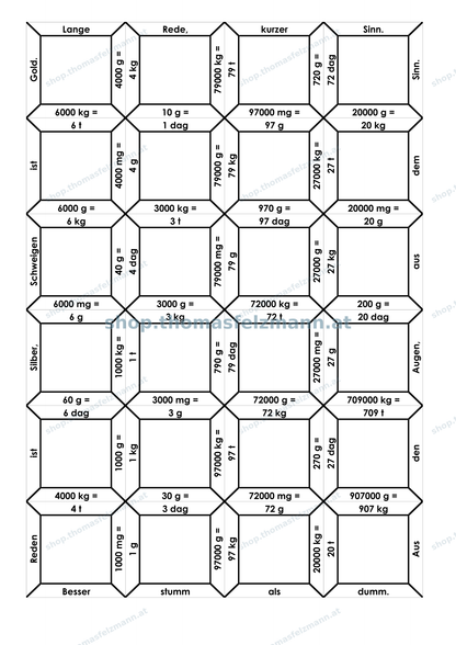 Massenmaße mit Komma (mg, g, dag, kg, t) | Arbeitsheft (180 Seiten inkl. Lösungen)
