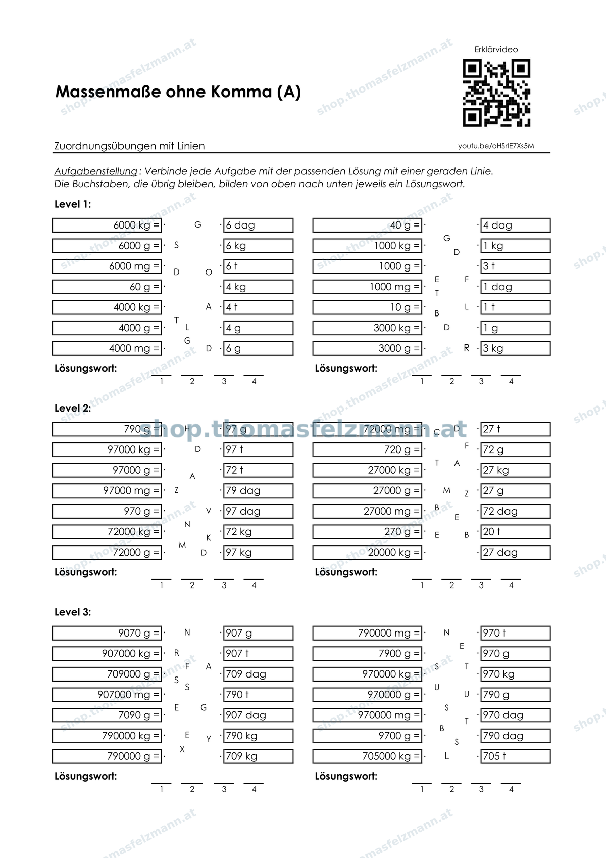 Massenmaße mit Komma (mg, g, dag, kg, t) | Arbeitsheft (180 Seiten inkl. Lösungen)