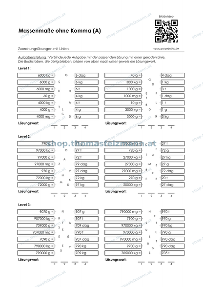 Massenmaße mit Komma (mg, g, dag, kg, t) | Arbeitsheft (180 Seiten inkl. Lösungen)