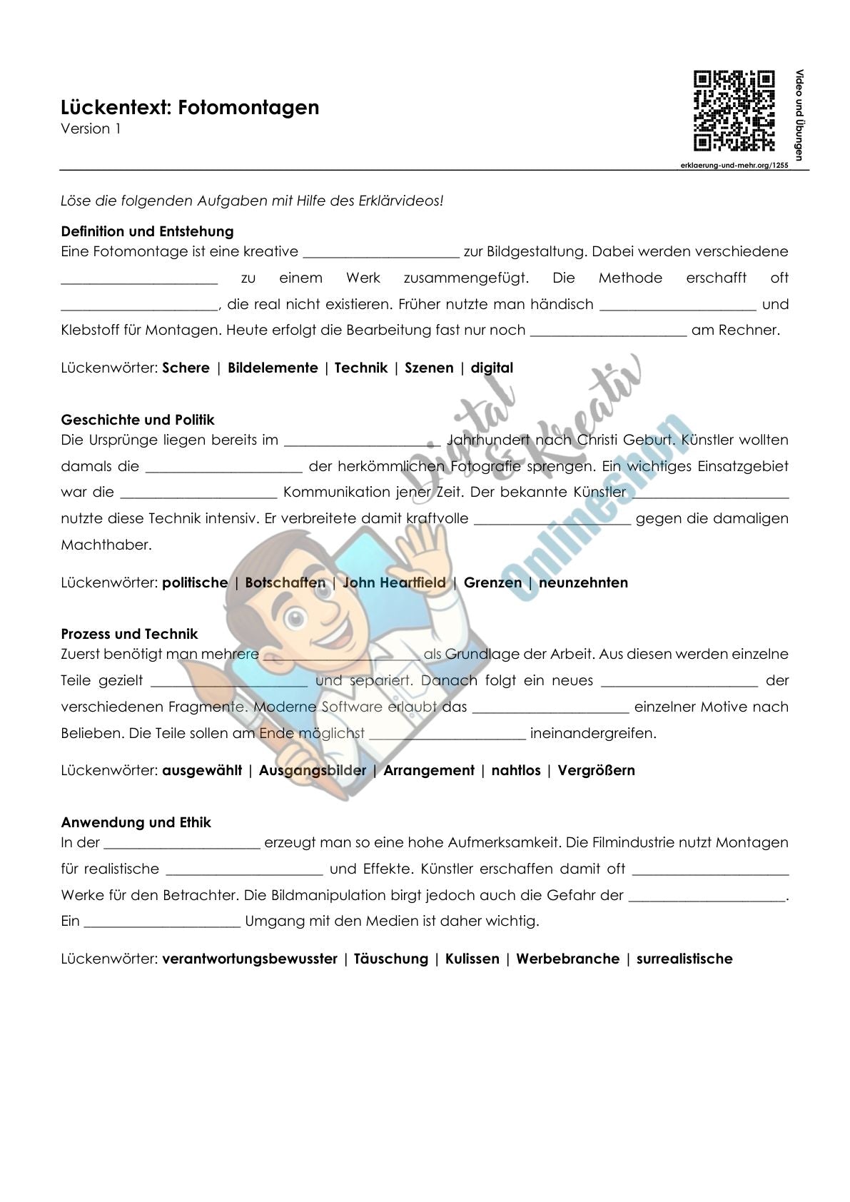 Lückentext Fotomontagen