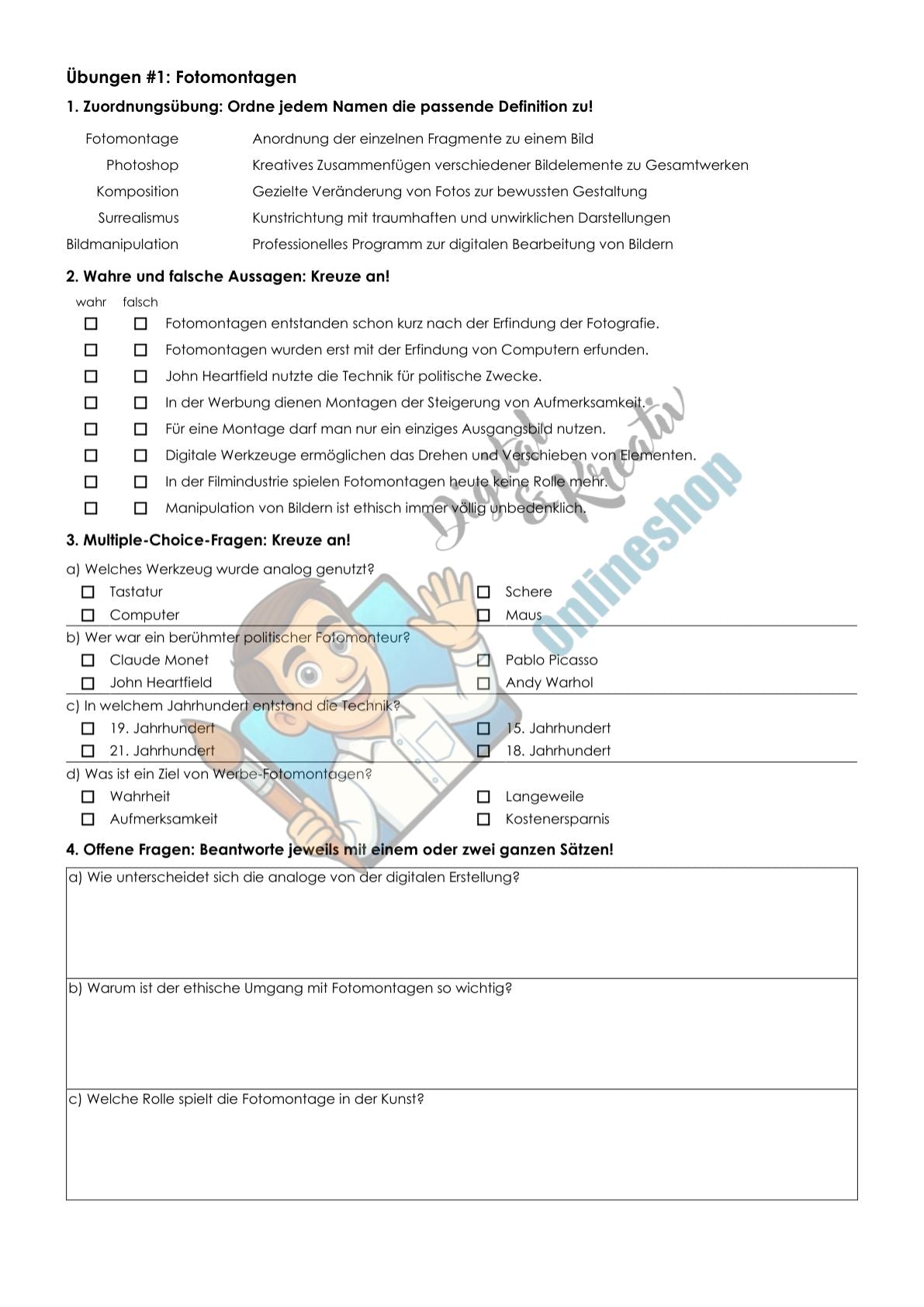 Fotomontagen Übungsblatt