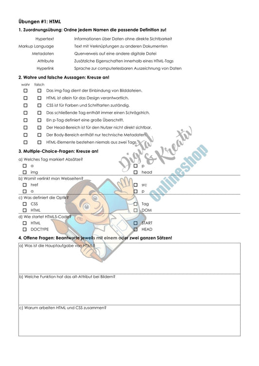 Übungsblatt HTML
