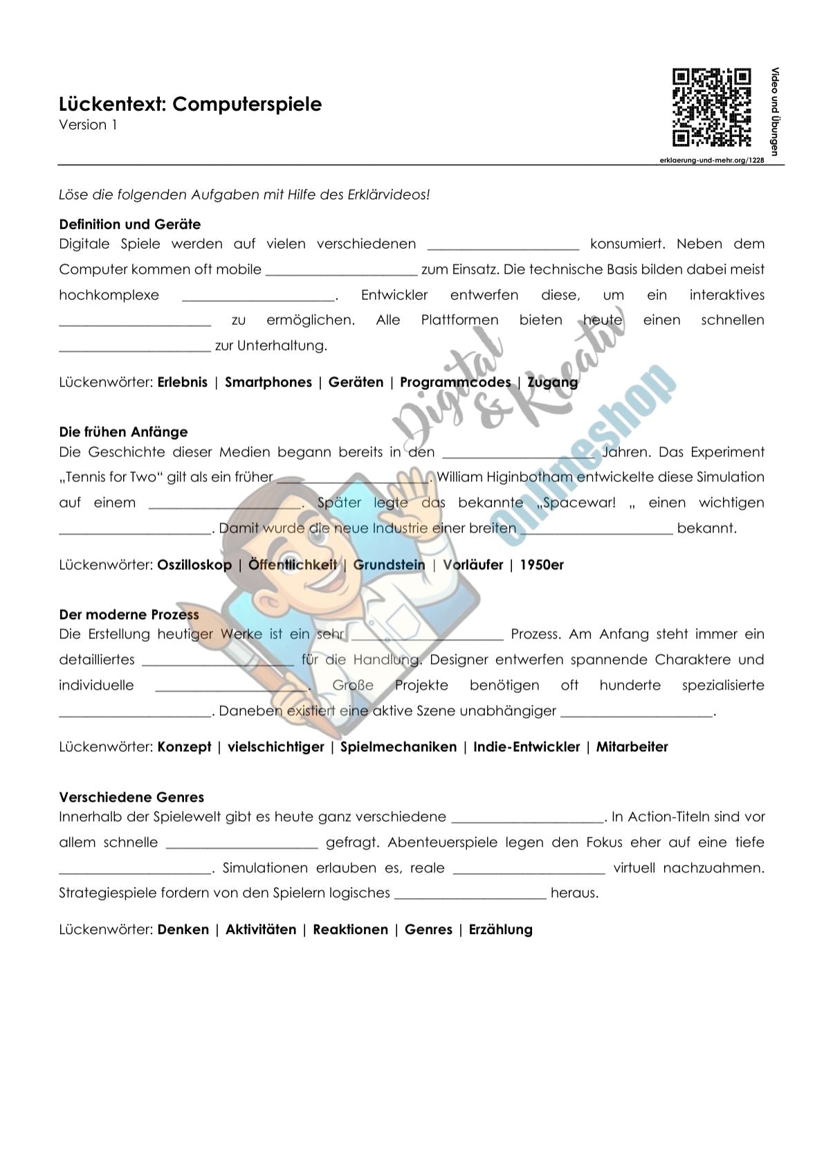 Computerspiele Lückentext