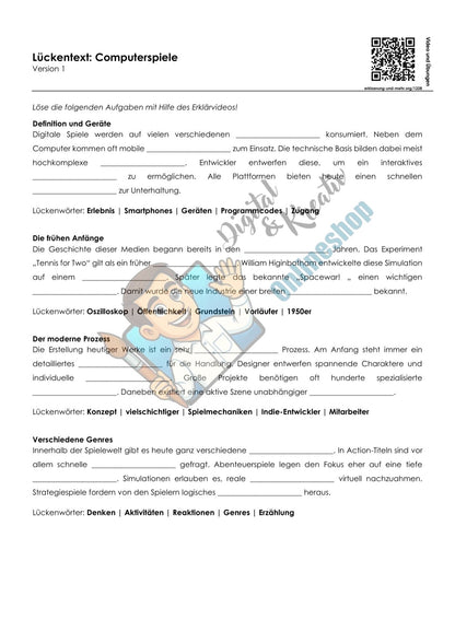 Computerspiele Lückentext
