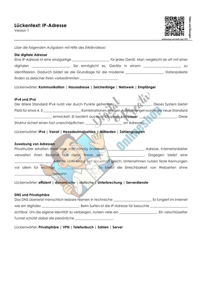 Lückentext IP-Adresse