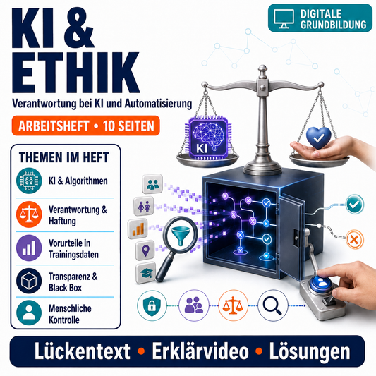 Ethische Überlegungen zu Künstlicher Intelligenz und Automatisierung | Arbeitsheft mit Lösungen, 10 Seiten