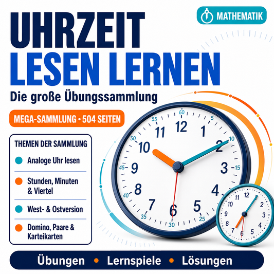 Uhrzeit lesen lernen | Mega-Sammlung (504 Seiten inkl. Lösungen)