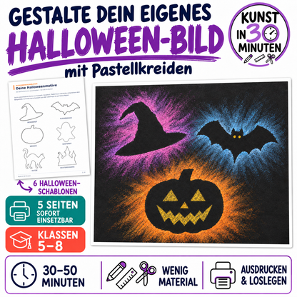 Halloween-Bild mit Pastellkreiden - Kunst in 30 Minuten