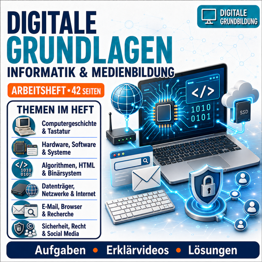Digitale Grundlagen – 42-seitiges Arbeitsheft zur Informatik & Medienbildung (PDF)