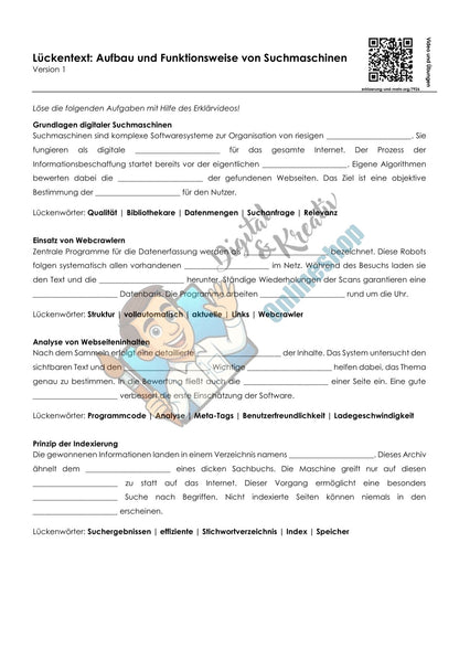 Aufbau und Funktionsweise von Suchmaschinen | Arbeitsheft Digitale Grundbildung | 10 Seiten PDF