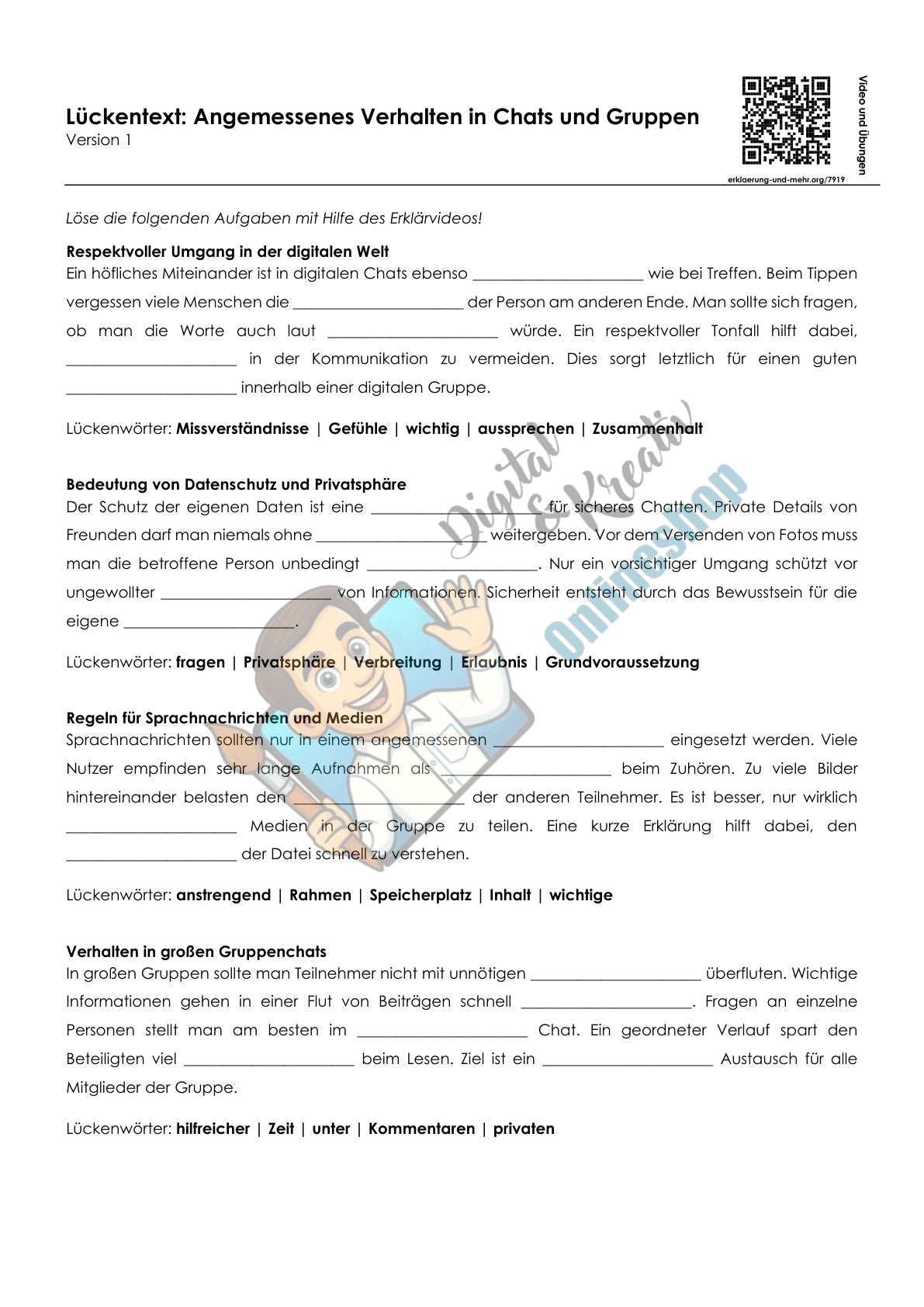 Angemessenes Verhalten in Chats & Gruppen | Arbeitsheft Digitale Grundbildung | 10 Seiten PDF