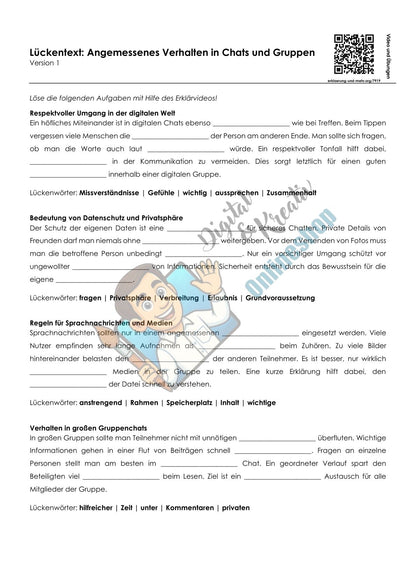 Angemessenes Verhalten in Chats & Gruppen | Arbeitsheft Digitale Grundbildung | 10 Seiten PDF