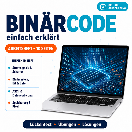 Binärcode einfach erklärt – Arbeitsheft mit Lösungen (10 Seiten)