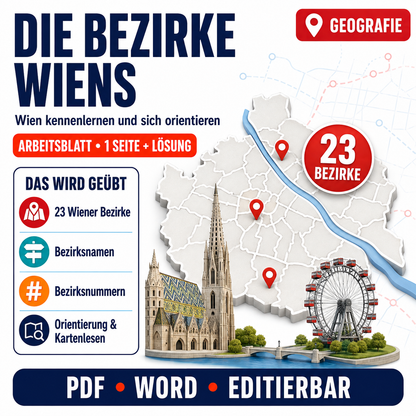 Die Bezirke Wiens Arbeitsblatt (PDF & Word) mit Lösung | 2 Seiten