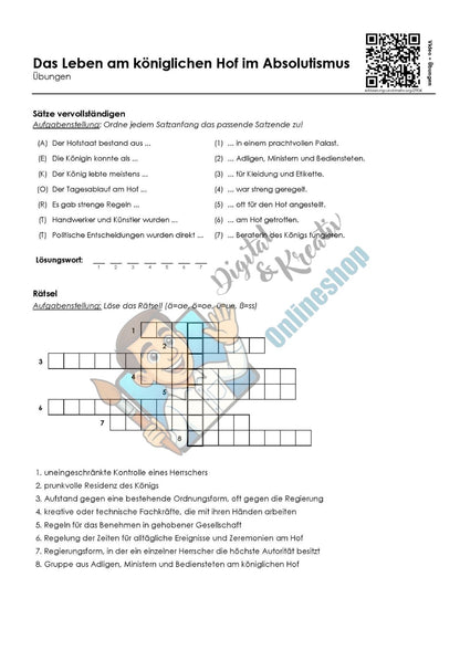 Escape-Room Absolutismus | Geschichte Arbeitsmaterial | 26 Seiten PDF
