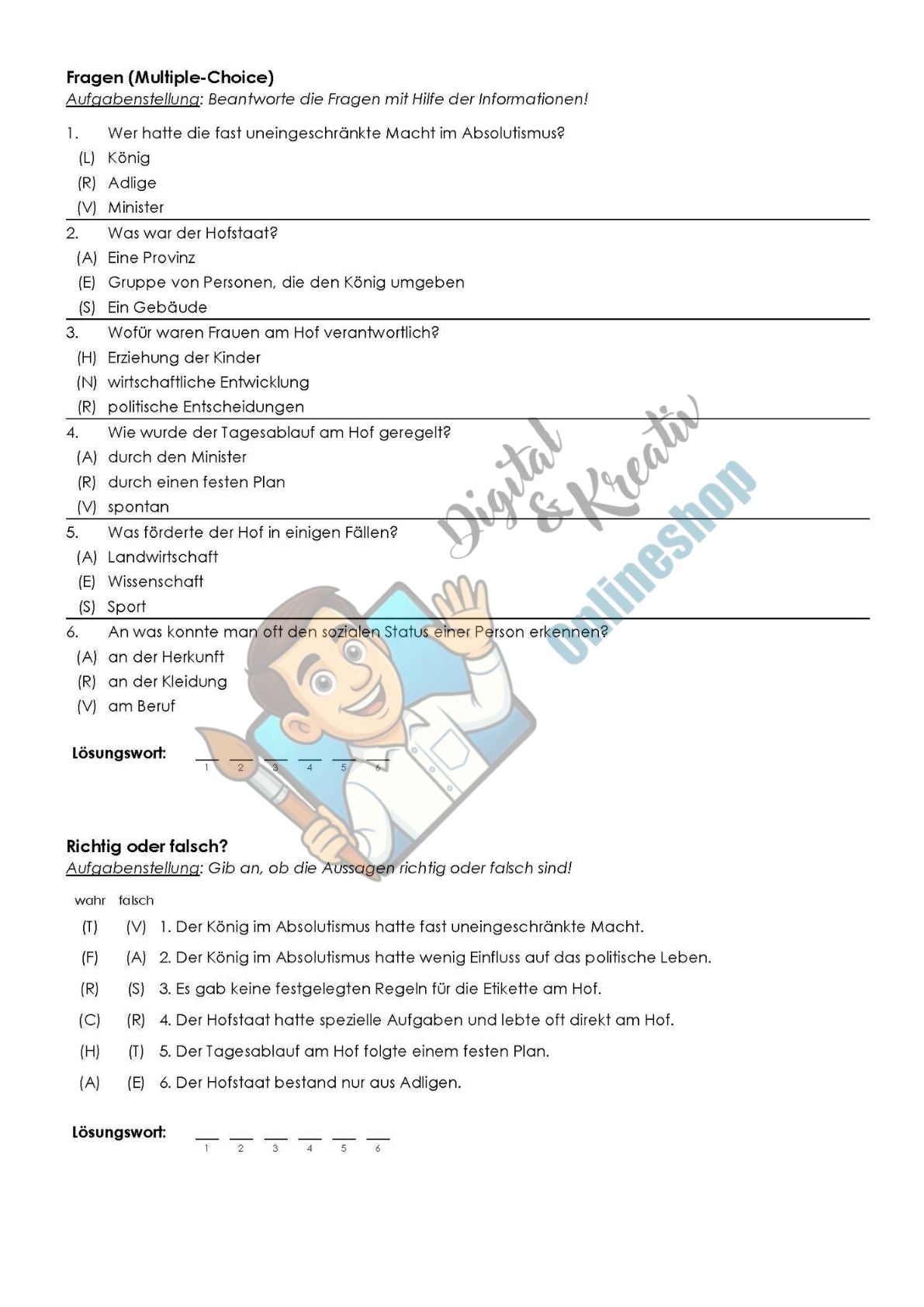 Escape-Room Absolutismus | Geschichte Arbeitsmaterial | 26 Seiten PDF