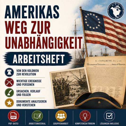 Amerikas Weg zur Unabhängigkeit – 28-seitiges Arbeitsheft (PDF)