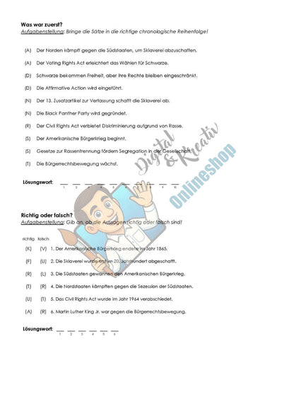 Escape-Room Bürgerrechte in den USA | Geschichte Arbeitsmaterial | 25 Seiten PDF