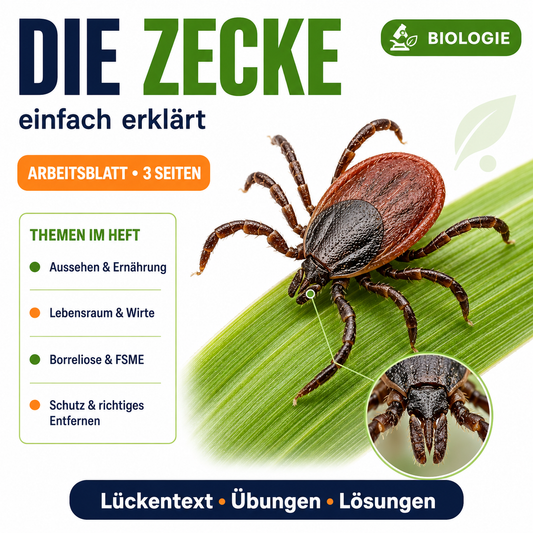 Die Zecke – 3-seitiges Arbeitsblatt (PDF)