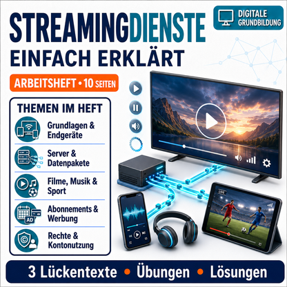 Streamingdienste einfach erklärt – Arbeitsheft mit Erklärvideo, Übungen & Lösungen | 10 Seiten PDF